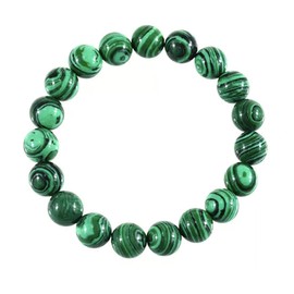 Forziani 10mm Malachite Beaded Bracelet for Men - Luck and Money - High Quality Stretch Green Gemstone Beads Mens Bracelet Size Medium - Made in USA - Gift For Him