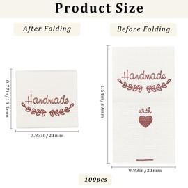 GORGECRAFT 100Pcs Handmade Fabric Labels White Cotton Embroidered Woven Embossed Sewing Sew on Clothing Tags Hand Made Label for Clothes Dolls Hats Scarfs Sewing Decorations DIY Crafts