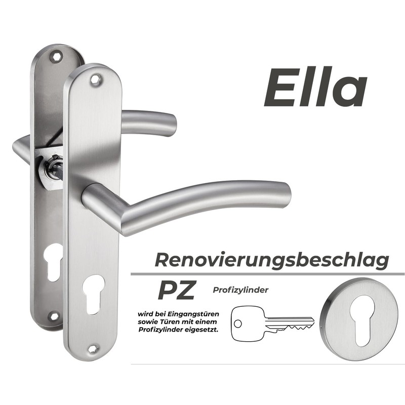 Stahlia Handle set, long plate, renovation set, brushed stainless steel,