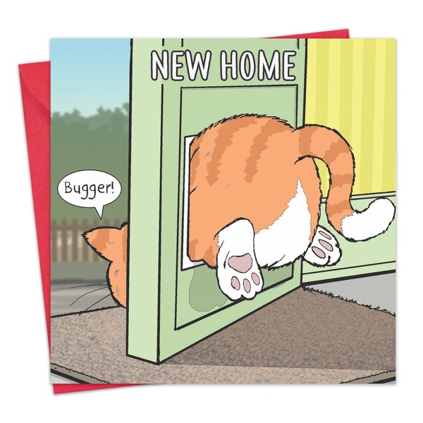Twizler New Home Card Funny Cat Flap - Funny New