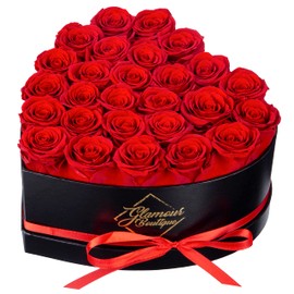GLAMOUR BOUTIQUE 27 Flower Forever Heart Shape Box - Preserved Roses Gift for Her, Preserved Flowers, Red
