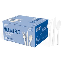 Perk Your All Sets Assorted Plastic Cutlery Forks, Knives, Spoons (300 pk)