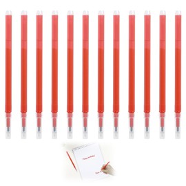 Pack of 12 Red Erasable Refills, 0.5mm Pilot Pen Compatible, High Quality Refillable Pen Refills, Smooth Writing and Quick Drying