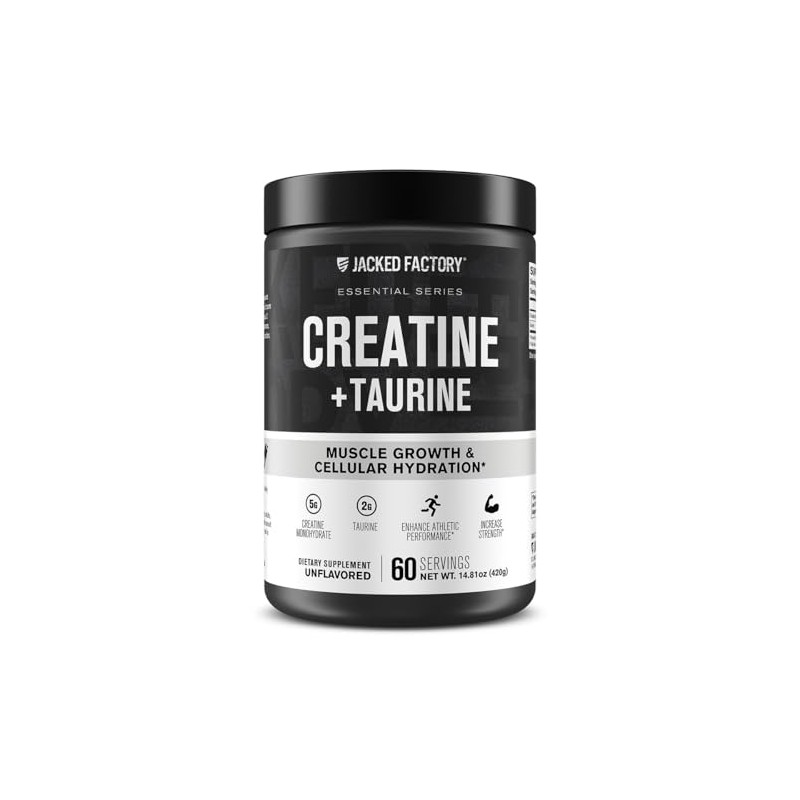 Jacked Factory Creatine + Taurine - Creatine Monohydrate 5000mg with
