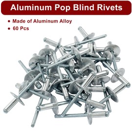 Zorveiio 60 Pcs 3/16" x 5/8" Large Flange Aluminum Blind Rivets Dome Head Pop Rivets for Installing Accessories, Silver