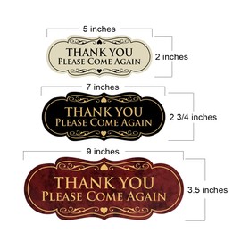 Designer Thank You Please Come Again Sign - Black/Gold - Large 2 Pack
