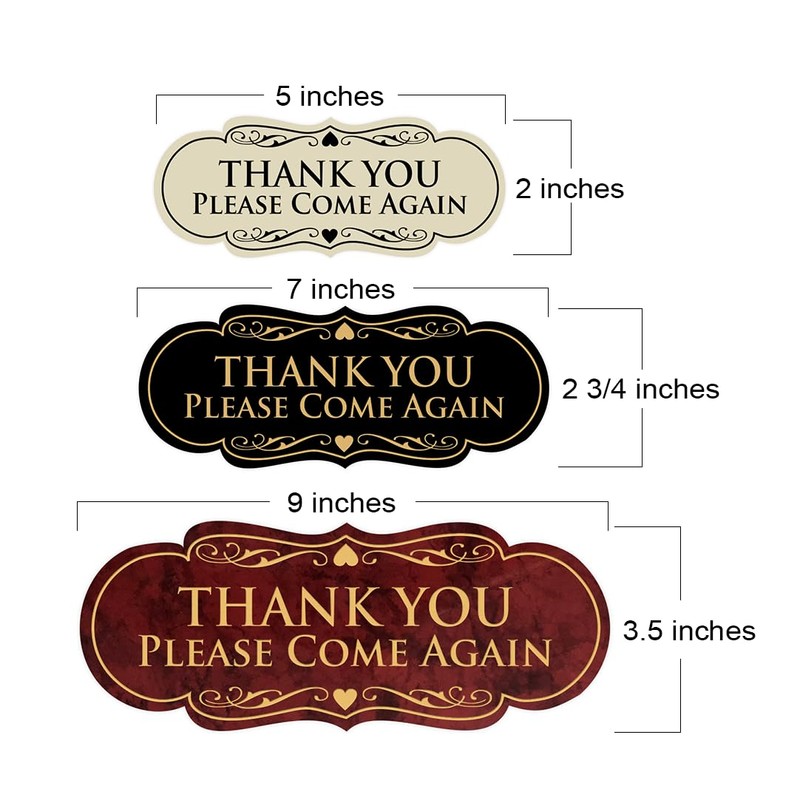 Designer Thank You Please Come Again Sign - Black/Gold -