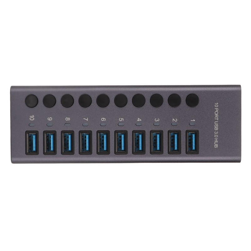 10 Port USB3.0 Hub Splitter Independent Power Supply Charging Data