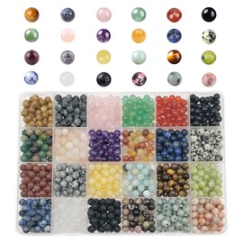 GangGangHao 1200pcs Natural Stone Beads Crystals Round Genuine Real Stone Beading Loose DIY Gemstone for Bracelet Jewelry Making(6mm,24 Color S3)