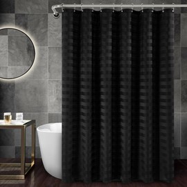 PANGSINNE Extra Long Shower Curtains 96 inch Black Striped Shower Curtain for Bathroom, Heavy Duty 230GSM Modern Shower Curtain, Machine Washable,Water Resistant with 12 Metal Hooks, 72Wx96H