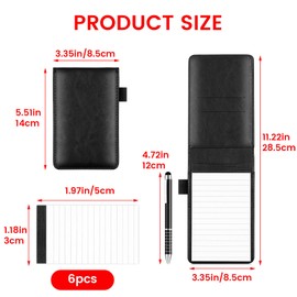 YHTCC 8 Pcs Leather Small Notebook Set With Metal Pen, A7 Notebook & 6 Refill Pad Of 50 Sheets, Perfect For On-The-Go Notes
