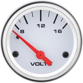 Electric Voltmeter Gauge, 2-1/16 Inch, White