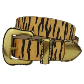 Non-Animal, Vegan Animal Print Fur Belt (M, Tiger(Western))