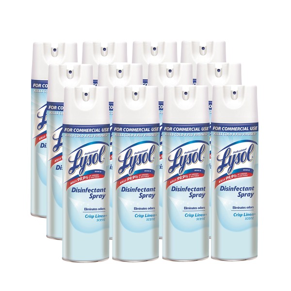 Professional Lysol Disinfectant Spray, Crisp Linen, 228oz (12X19oz)