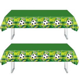 2Pcs Soccer Party Tablecloths,130*220cm Green Football Party Table Cloth Soccer Table Cover,Football Table Decorations Plastic Tablecloth for Kids Boys Birthday World Cup Football Party Decorations