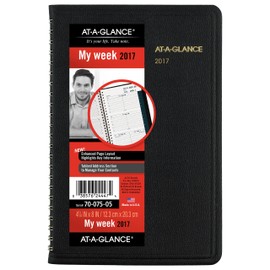 AT-A-GLANCE Agenda semanal 2017, 4-7/8 x 8 pulgadas, negro (70-075-05)