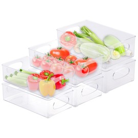 Rosenstein & Söhne Refrigerator Storage: Set of 6 Refrigerator Organizers, Stackable, 3 Sizes, BPA Free (Refrigerator Storage Boxes, Kitchen Storage)