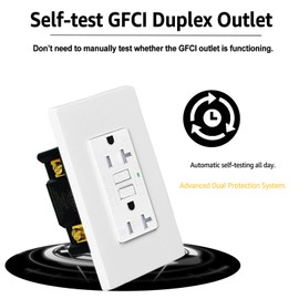 GFCI Outlet 20 Amp,USUPERINK 5PK Self-Test 20A GFCI Outlets,Weather Resistant GFCI Plug,Outdoor Ground Fault Outlet with LED Indicator,Hospital Grade,Screwless Wall Plate Included,ETL Listed