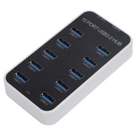 10 USB 3.0 Ports Data Hub, Fast Data Transfer, Stable Power Supply, Surge Protector, Compatible with Win 11, OS X, 9, for Laptop, Desktop, TV/Gaming Console