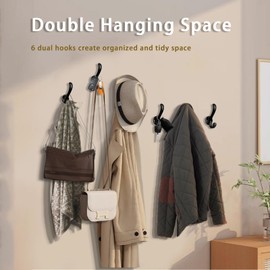 Infixtree Wall Mounted Coat Rack with 4,5,6 Coat Hooks for Hanging Coats, Heavy Duty Dual Hooks All Metal,Coat Rack with Hooks,Wall Mount Coat Hanger for Hat Towel Purse Robes