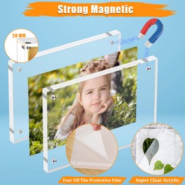 BAUMFEUER 6 Pack Acrylic Picture Frame 4 X 6 Clear Double Sided Magnetic Picture Frameless Desktop Display for Wedding, Graduation, Birthday, Decoration, and Baby Shows