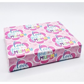 4 Sheets + 4 Matching Gift Tags Mother's Day Flower I love you Mummy Design Wrapping Paper Pink Mum Gift Wrap (PA)