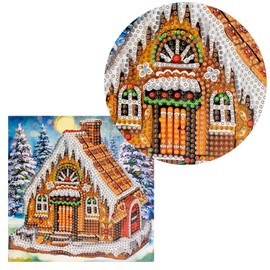 Ideen mit Herz Diamond Painting Greeting Card | 16 x 16 cm | 370 gsm | Includes Envelope & Tools (Gingerbread House)