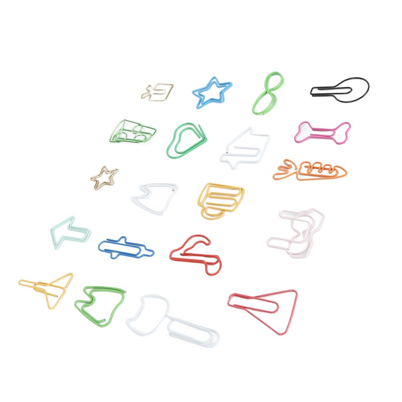100Pcs Cute Paper Clips 20 Shapes Adorable Fun Metal Paper