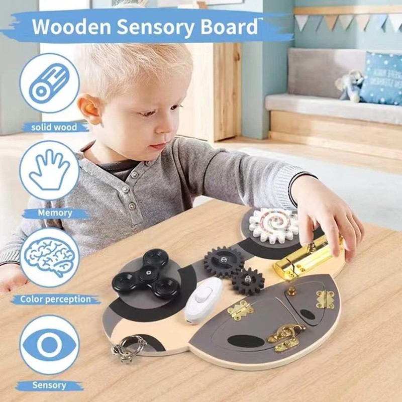 Montessori Busy Board Sensorisches Skills Board,Activity Board für kinder,Motorikspielzeug Sensory