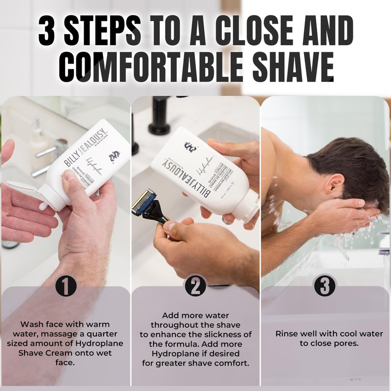 Billy Jealousy Hydroplane Foamless Super-Slick Mens Shave Cream, 33.8 Fl
