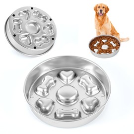 GLYVIAN Slow Feeder Dog Bowls Stainless Steel Dog Bowls with Non-Slip Rubber Base Metal Large Capacity Slow Feed Dog Bowl for Small Medium Size Dogs Large Breed