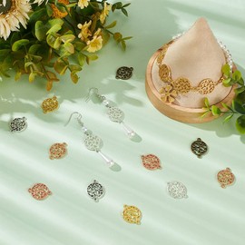PandaHall 90 Pieces Tree of Life Charms 6 Colours Tree of Life Link 15 mm Flat Round Pendant Beads Alloy Bracelet Connector Hollow Link for DIY Necklaces Bracelets Jewellery Crafts Making, Zinc Metal