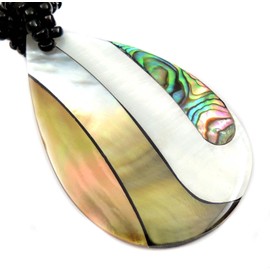 Swimmi Natural Abalone Necklace, Two Tones Mother of Pearl Necklace Handmade Beads Seashell Necklace for Women FA267-B