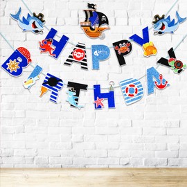 Pirate Happy Birthday Banner Party Decorations for Kids Pirate Theme Party Supplies Birthday Party Baby Shower Pirate Happy Birthday Banner for Kids