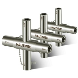 HAUTMEC 3pcs 4 Way Sillcock Water Key Faucet Valve Tool Spigot Key 1/4", 9/32", 5/16", 11/32" PL0028-3