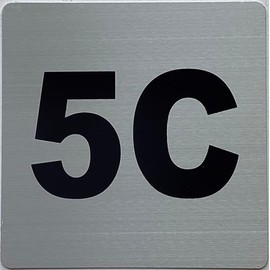 Apartment number 5C sign - UNIT NUMBER 5C SIGN (SILVER, SIZE 4x4 inch, DOUBLE SIDED TAPE) -Broadway Line