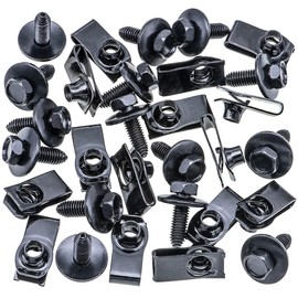 Rexka 15 Sets M8-1.25 X 25mm Body Bolts & Extruded U Nuts Kit for GM FordChrysler - Multipurpose - Bumper Fender Engine Hood Shield Panel - 11503619 11500661 11503317 11516150 N623343-S2 N623343-S100