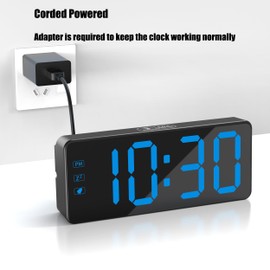 KWANWA Digital Alarm Clock with 3-Level Dimmer & Battery Backup | 2.4" Jumbo LED Display, Auto Night Mode, 7-Min Snooze, Dual Power (UL Adapter + 59in Cord) | Compact for Bedroom, Travel, Office