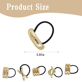 Pack of 6 Hair Cuffs, Hair Cuffs Gold, Hair Accessories Women, Hair Scrunchies Gold, Metal Hair Cuffs, Golden Scrunchies, Hair Scrunchies Holder, for Women and Girls, Thick, Thin, Curly