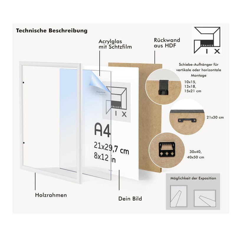 Pix FRAMES Picture Frame - Wooden Photo Frame - Frame