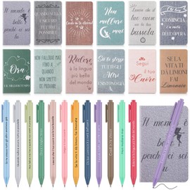 Nezyo 12 Dankeschön Geschenke für Kollegen 12 Notizbücher mit Motivierenden Sätzen Enthalten 12 Kugelschreiber mit Gravur Notizbuch mit Blumenmotiv Kleines Buntes Notizbuch Weihnachten(Retro Stil)