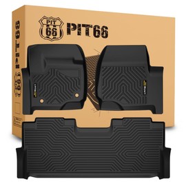 PIT66 Floor Mats Compatible with 2017-2024 Ford F250 F350 F450 F550 Super Duty Crew Cab (4 Full Size Doors), TPE 3-Piece Premium Floor Liners Interior Accessories