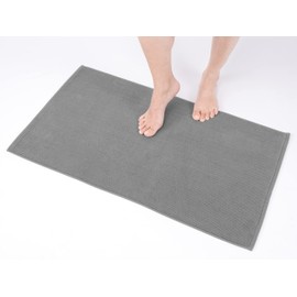 100% Cotton Bath Rugs for Bathroom, 20 x 34 inches and Non Slip Backing Bath Math Rugs, Cool Grey Bathmat Rug