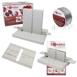 Bowdabra Combo Pack Bow Maker for Ribbon for Wreaths (Set of 4 Tools), Art Supplies Craft Kit Set, Bows for Crafts Wedding Decor, Arts and Crafts for Adults - Wreath Making Supplies Kit, Gray