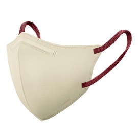 Iris Ohyama 3D Mask, Regular 5 Pieces, Pale Beige x Bordeaux, Daily Fit Mask Filter+, Easy to Breath Smaller, Soft Ear Strap, Bi-Color