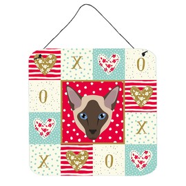 Caroline's Treasures CK5162DS66 Siamese Modern Cat Love Wall or Door Hanging Prints, Red Aluminum Metal Sign Kitchen Wall Bar Bathroom Plaque Home Decor, 6x6, Multicolor