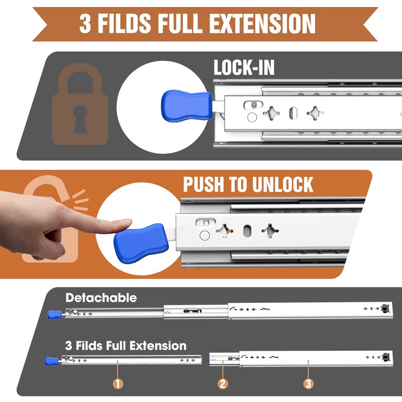 Heavy Duty Vehicle Drawer Slides (with Lock, 16inch)