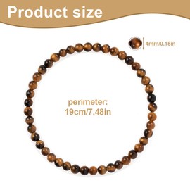 BEPSYOM Natural Yellow Tiger Eye Stone Bead Bracelet, Elastic Bracelet for Men and Women, Lucky Bracelet, Chakra Yoga Bracelet