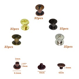 YMAISS 160 Sets Chicago Screws 1/4in Bookbinding Binding Screw Chicago Button Post Rivets Screw Belt Screws Leather Photo Albums Screw Nail Rivets Studs Philip Head with 5 Color and Each 32sets