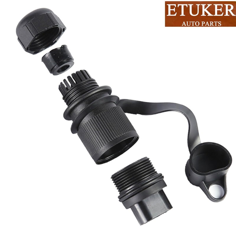 ETUKER Trailer Plug 3-Pin 2x Trailer Socket Flat Three-Pole Plug